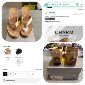 Volatile Beige Wedge Sandals with Heart Charm